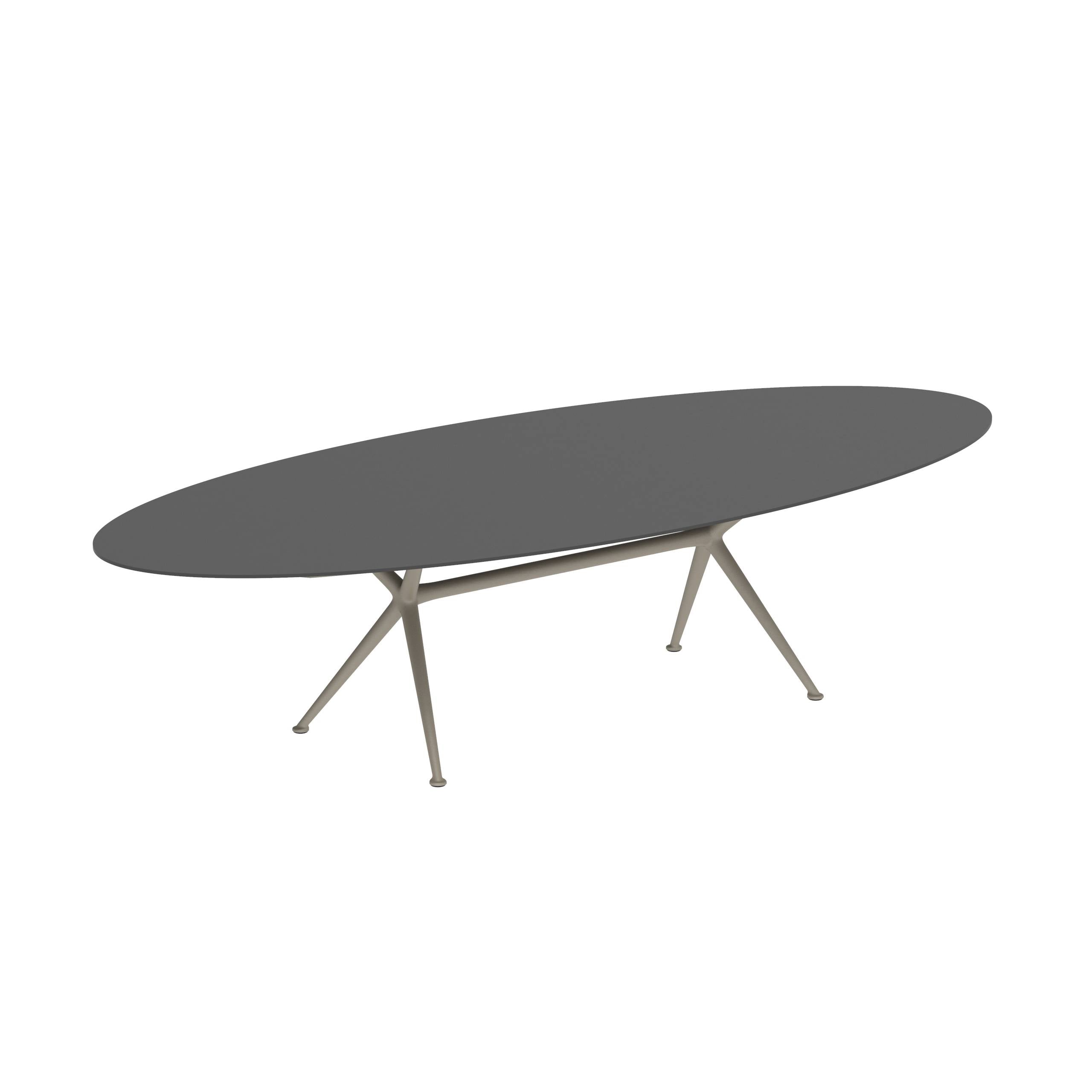 Exes Table Ellipse 320x140cm Alu Legs Sand - Table Top Ceramic Black