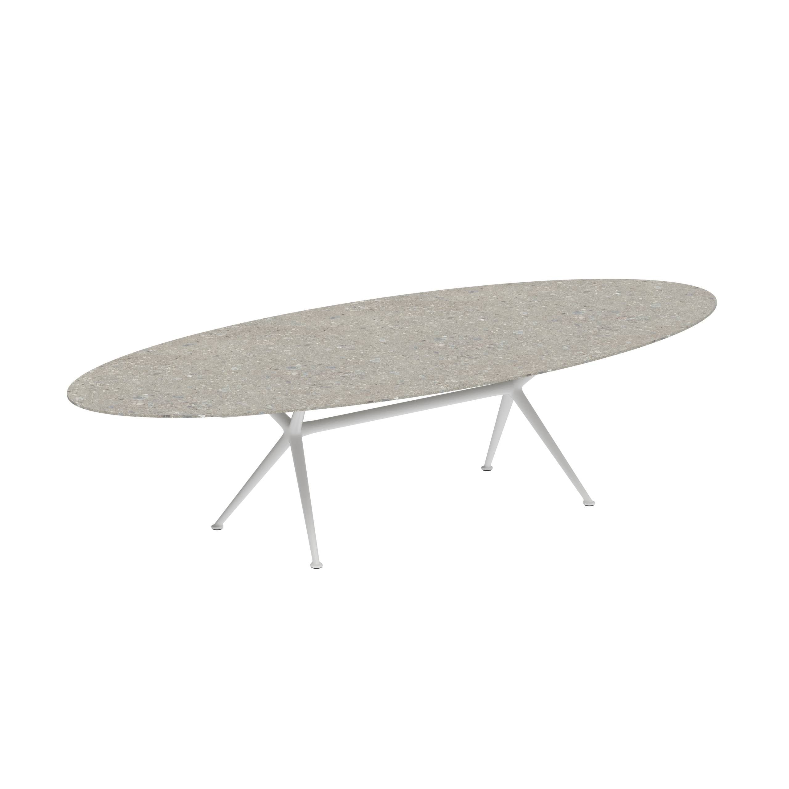 Exes Table Ellipse 320x140cm Alu Legs White - Table Top Ceramic Ceppo Dolomitica