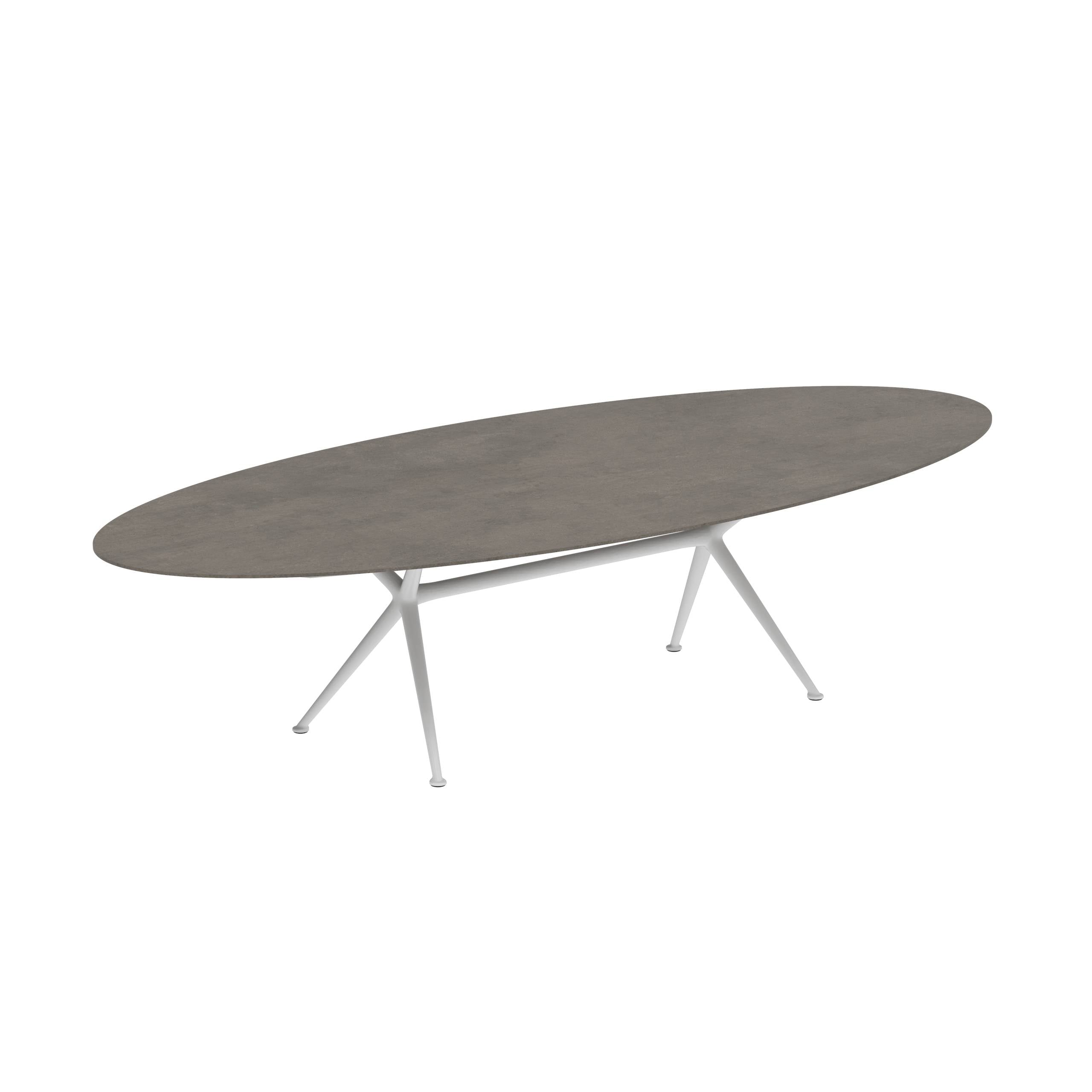 Exes Table Ellipse 320x140cm Alu Legs White - Table Top Ceramic Terra Marrone