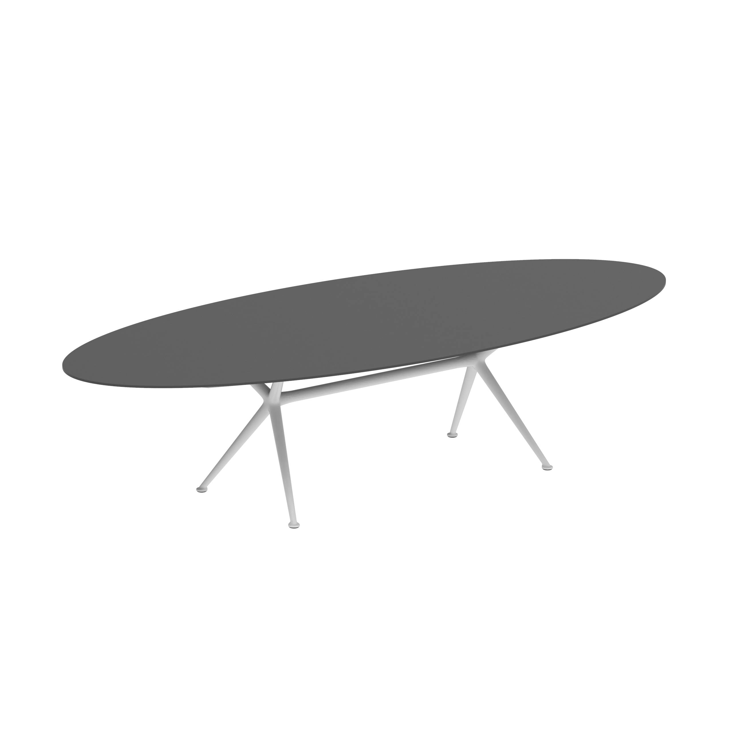 Exes Table Ellipse 320x140cm Alu Legs White - Table Top Ceramic Black