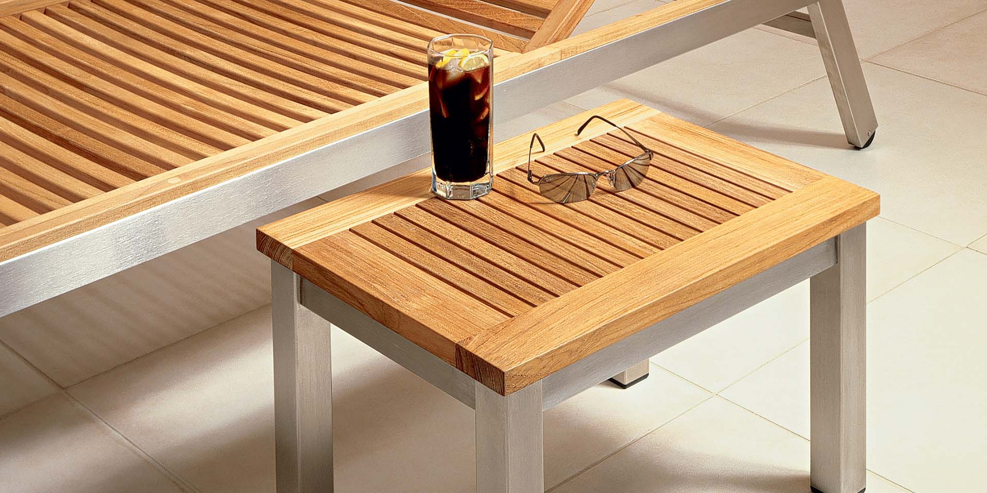 Equinox Occasional Lounger Table 49 Rectangular Teak top