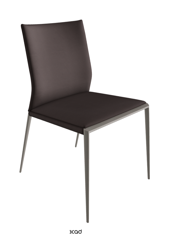 Eva Dining Chair_Titanium Embossed_Soft Leather_Testa Di Moro