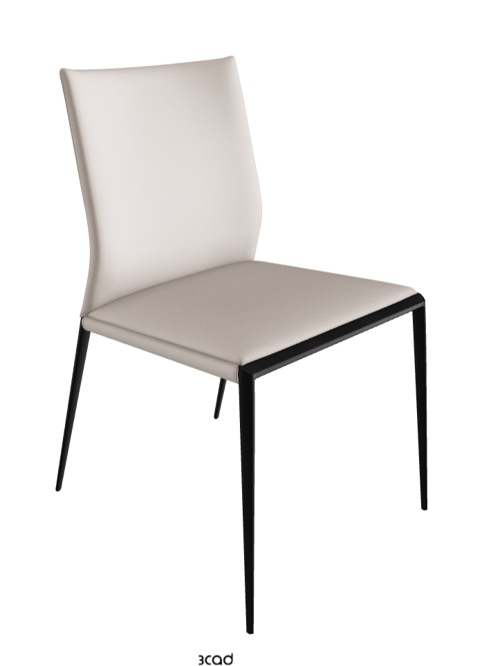Eva Dining Chair_Black Embossed_Soft Leather_Oyster