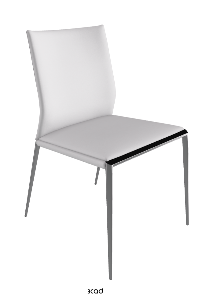 Eva Dining Chair_Chrome_Soft Leather:_Bianco