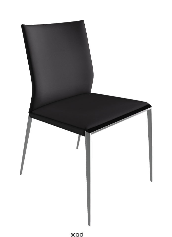 Eva Dining Chair_Chrome_Soft Leather:_Nero