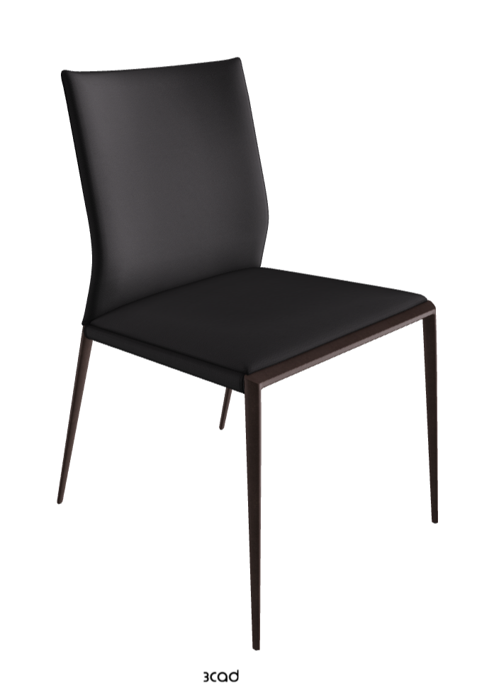 Eva Dining Chair_Bronze Embossed_Soft Leather_Nero
