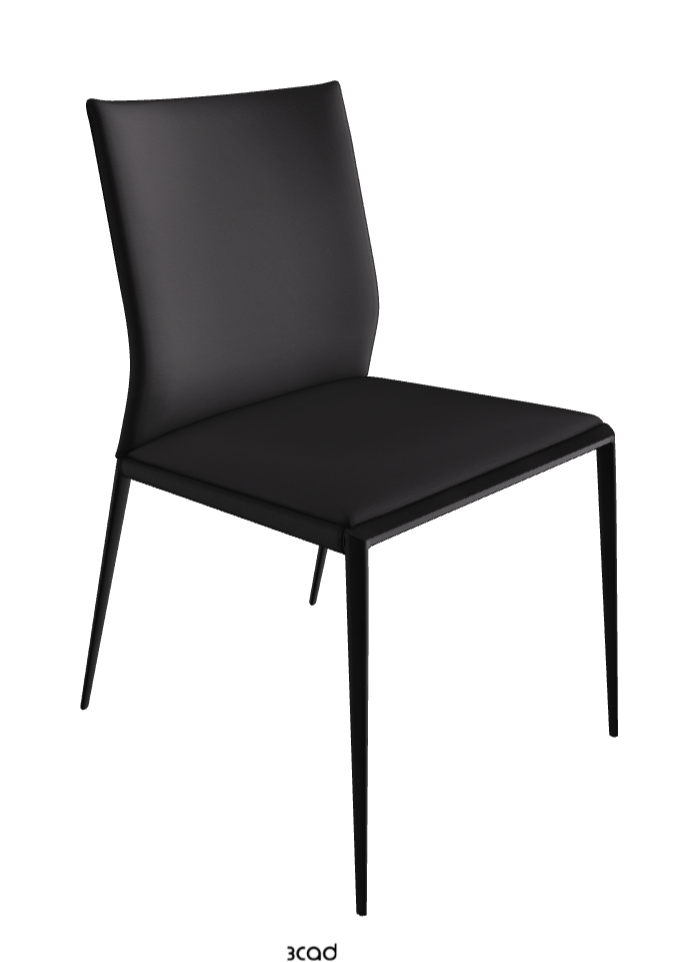 Eva Dining Chair_Black Embossed_Soft Leather_Nero