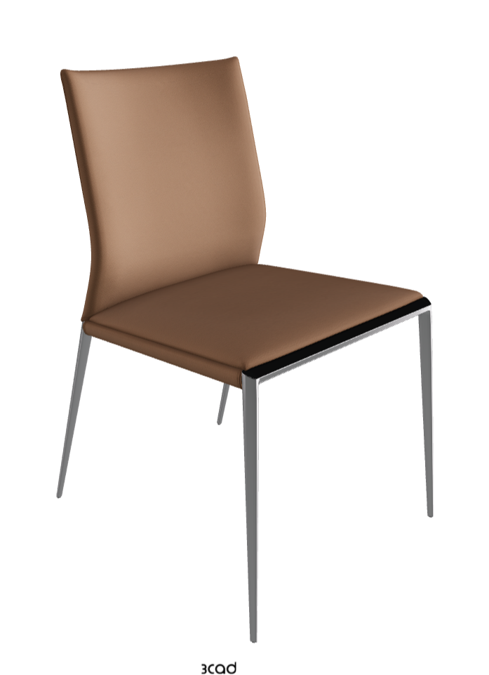 Eva Dining Chair_Chrome_Soft Leather:_Biscotto