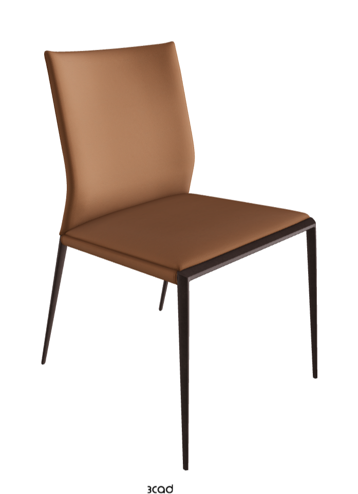 Eva Dining Chair_Bronze Embossed_Soft Leather_Cognac