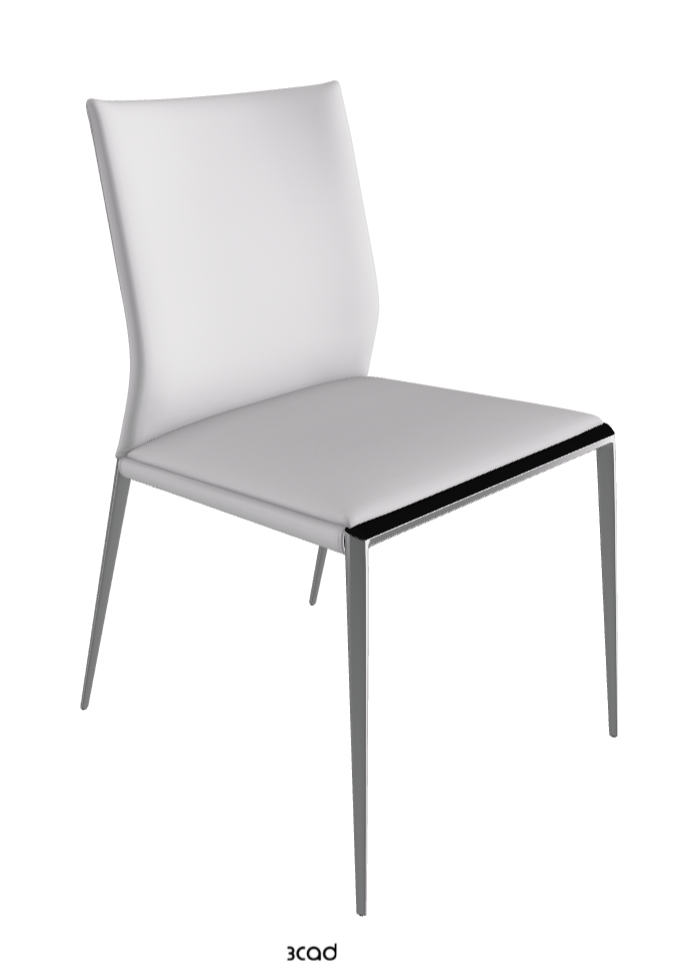 Eva Dining Chair_Chrome_Synthetic Leather:_Bianco