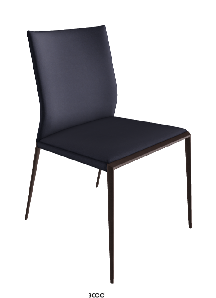 Eva Dining Chair_Bronze Embossed_Synthetic Leather_Navy