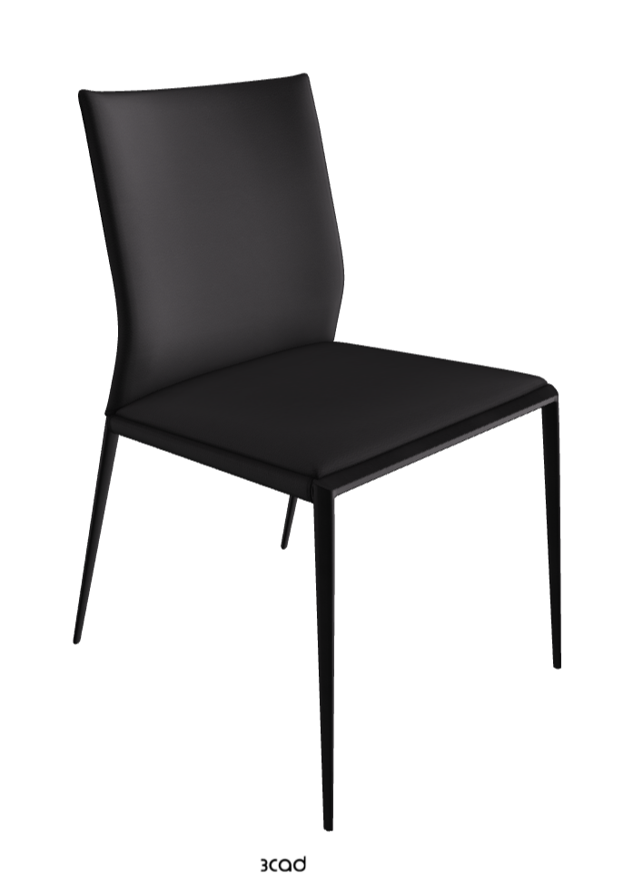 Eva Dining Chair_Black Embossed_Synthetic Leather_Nero