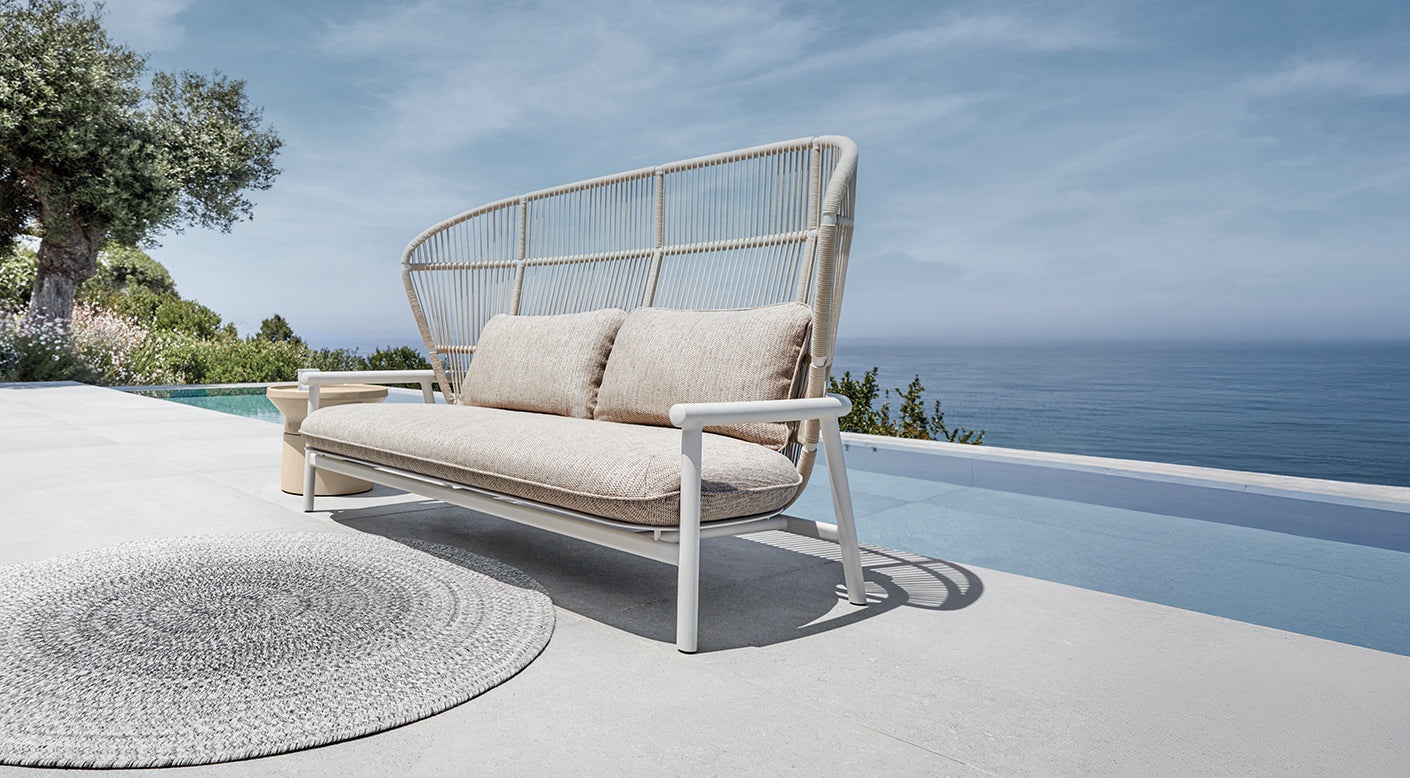 Gloster Fern Teak High Back 2-Seater Sofa