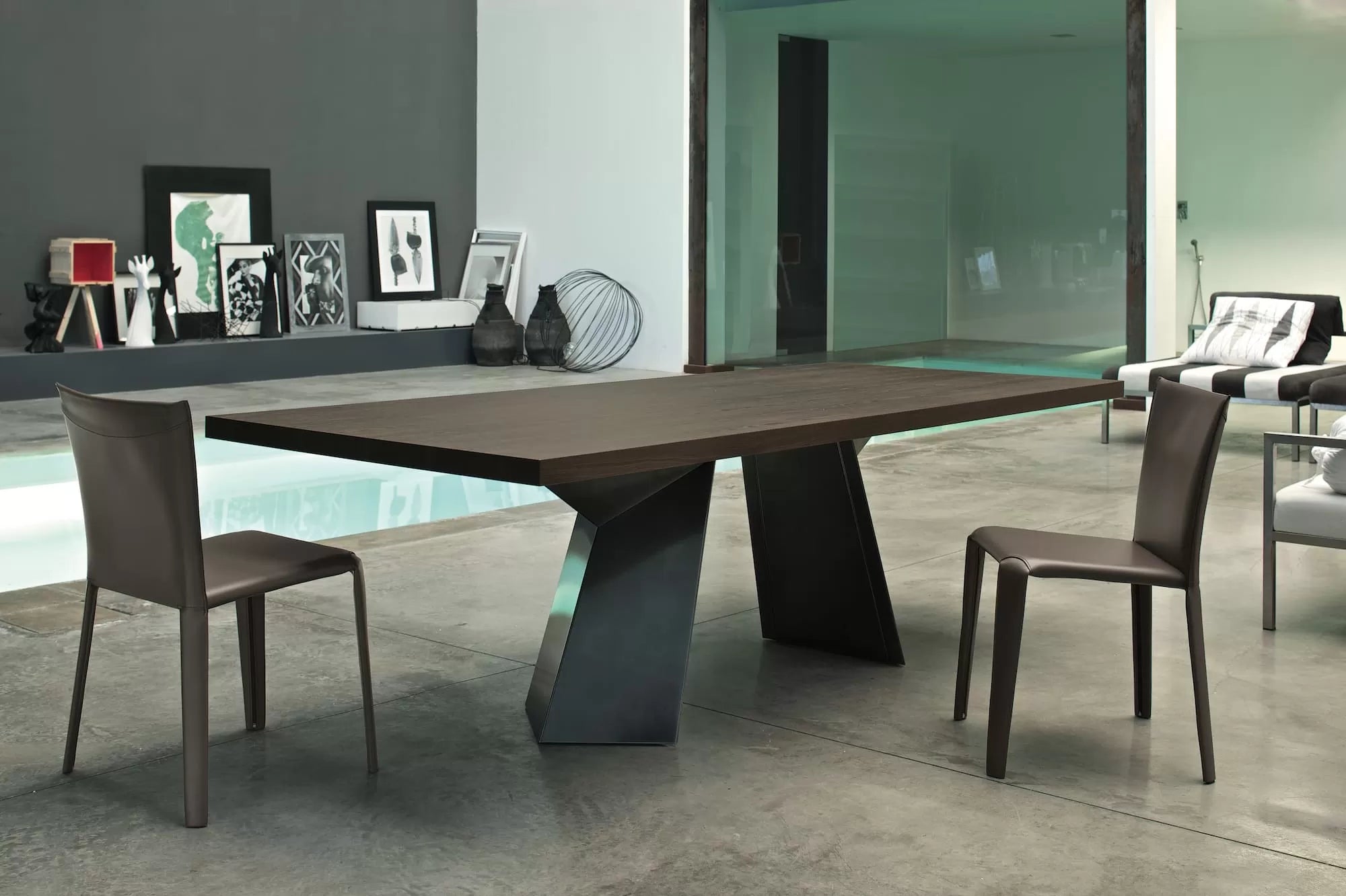 Fiandre Fixed table with lacquered Metal frame