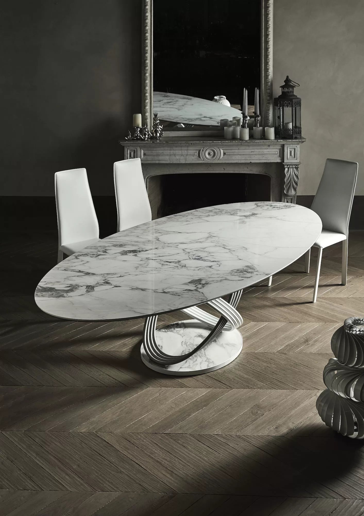 Bontempi Fusion Elliptical Dining Table with Length 250 cm and Width 116 cm and Height 75 cm