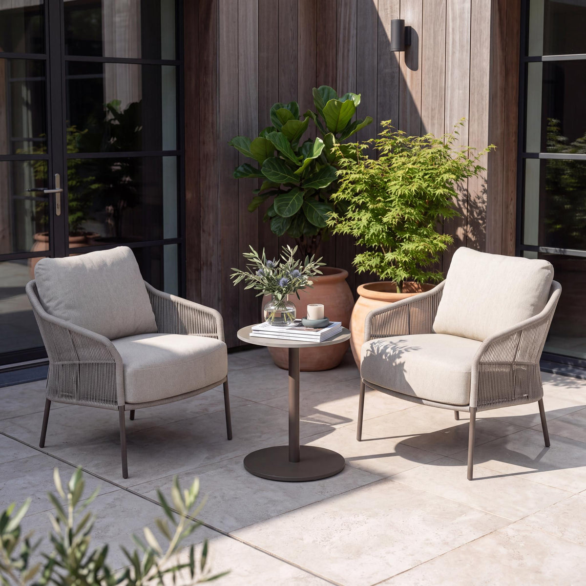 4 Seasons Outdoor Florence 2 Low Dining Seat CPT65cm Round Ceramic Bistro Table