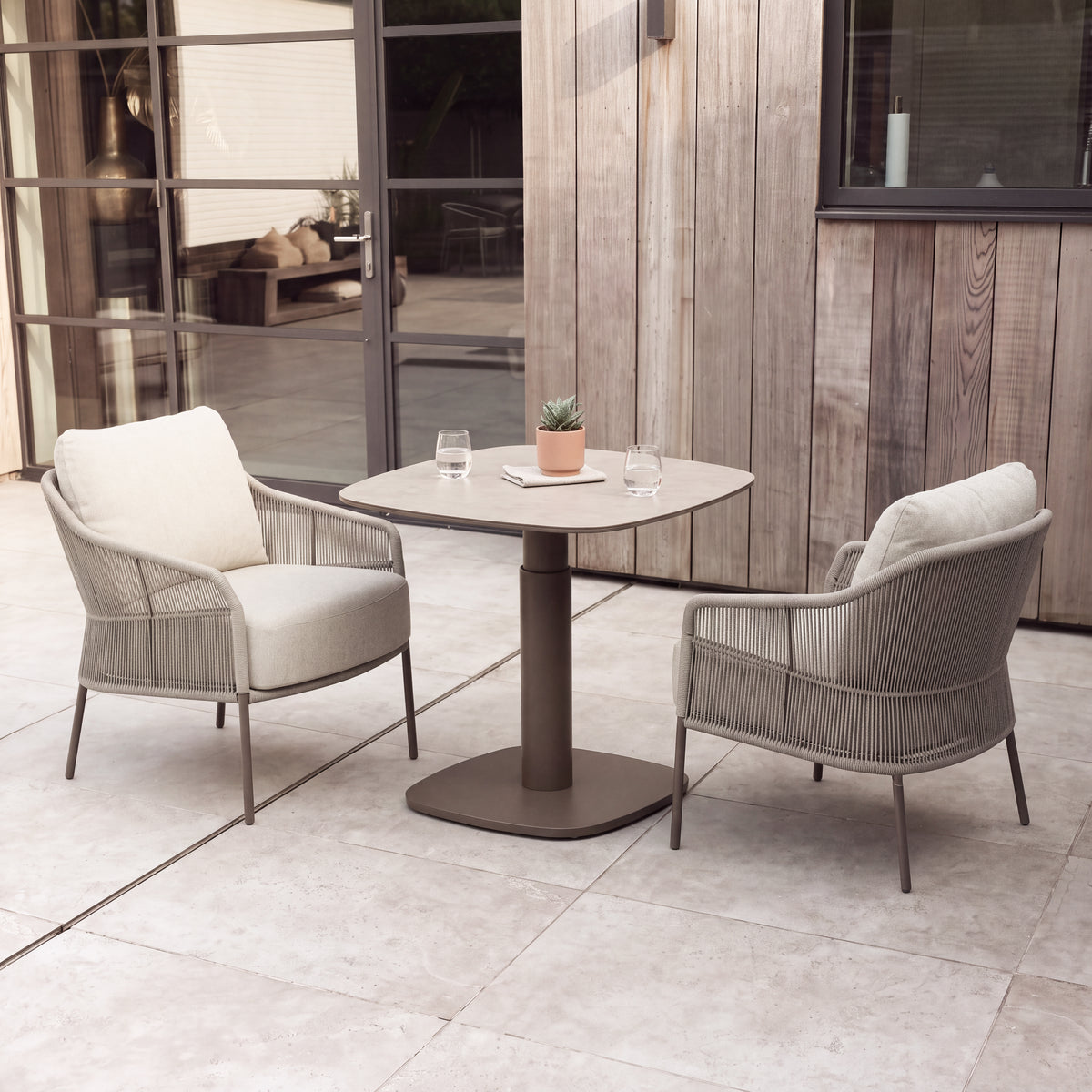 4 Seasons Outdoor Florence 2 Seat with Paros HAT75cm Drum Ceramic Dining Table