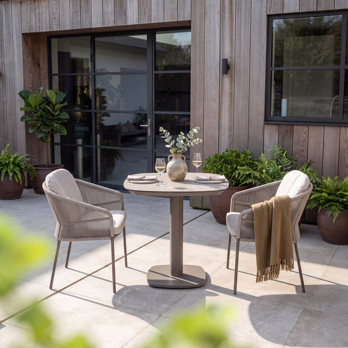 4 Seasons Outdoor Florence 2 Seat Manolo 75cm Barrel Ceramic Dining Table