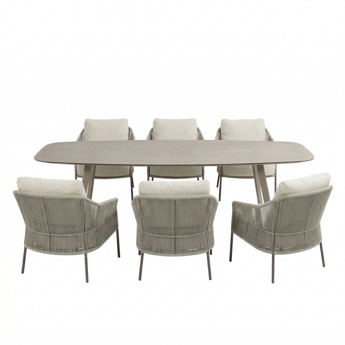 4 Seasons Outdoor Florence 6 Seat - Manolo 250cm Barrel Ceramic Low Dining Table