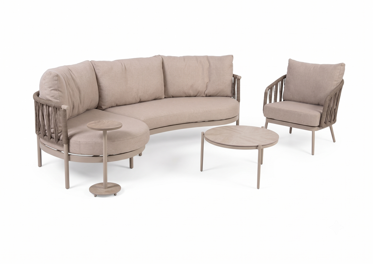 4 Seasons Outdoor Puglia 4 Seat Organic Set with Armchair & Tables