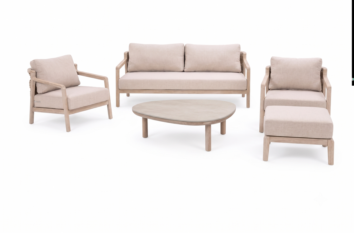 4 Seasons Outdoor Solenza 5 Seat Lounge with Coffee Tables and Footstools