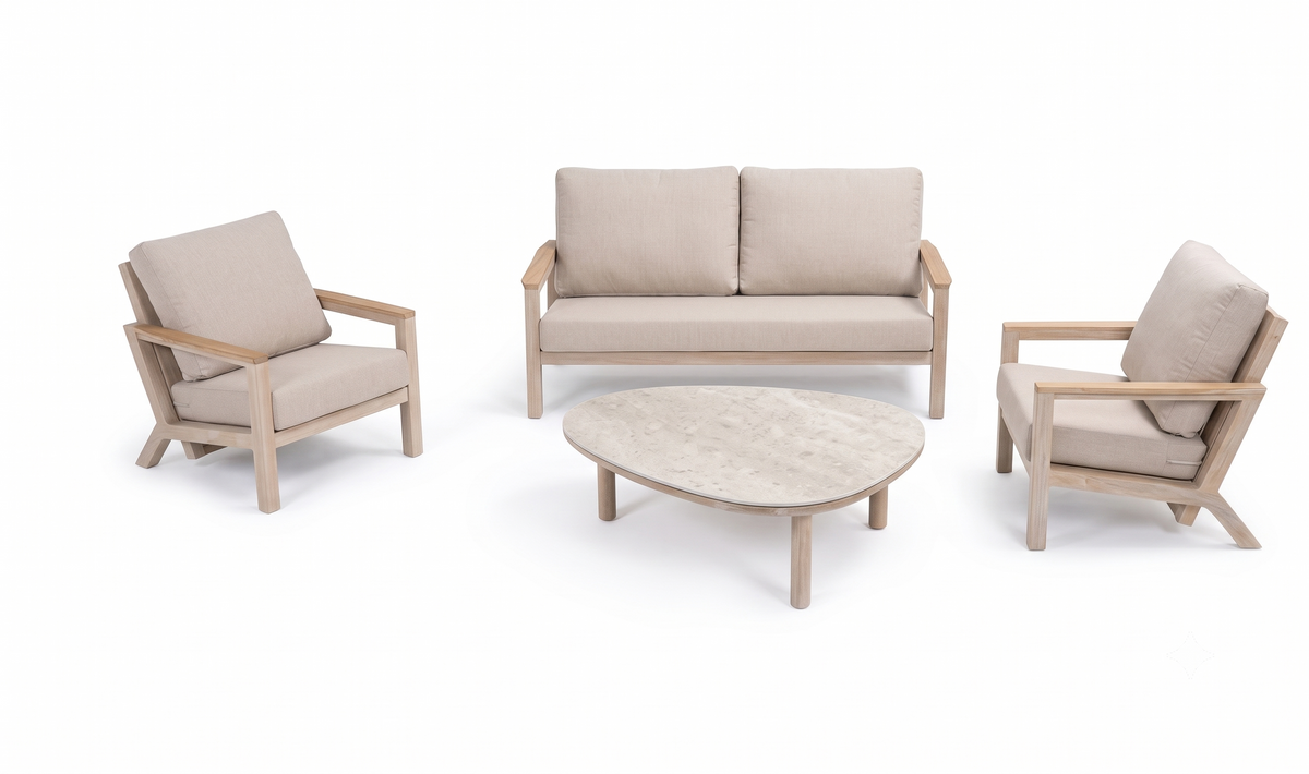 4 Seasons Outdoor Xara 5 Seat Lounge With Coffee Tables & Footstools
