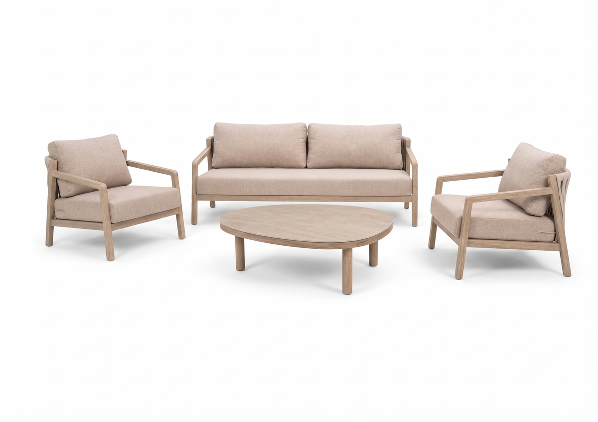 4 Seasons Outdoor Solenza 5 Seat Lounge with Coffee Tables and Footstools