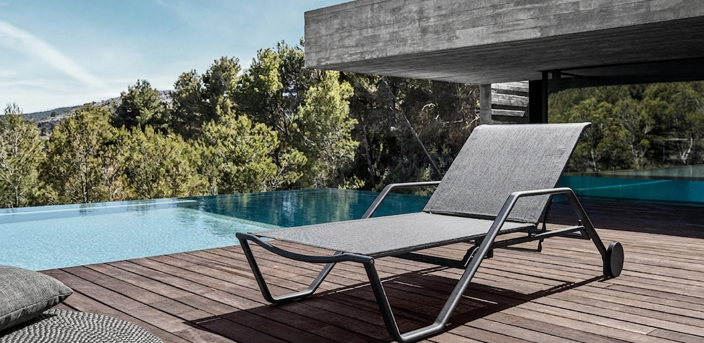 Gloster 180 Stacking Lounger with Aluminium Arms