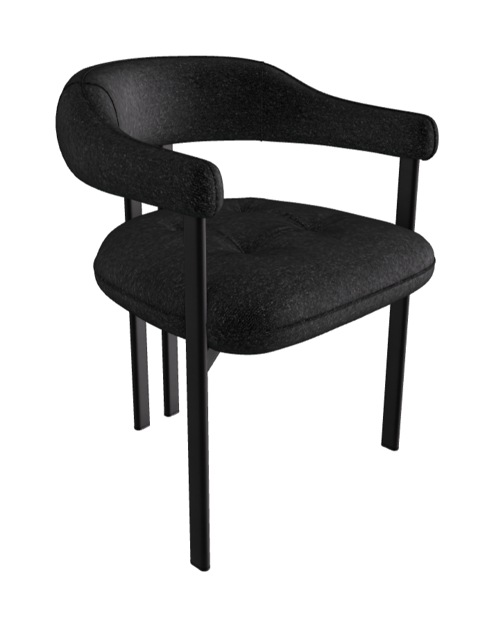 Greta Dining Armchair_Black Embossed_Fabric_B246