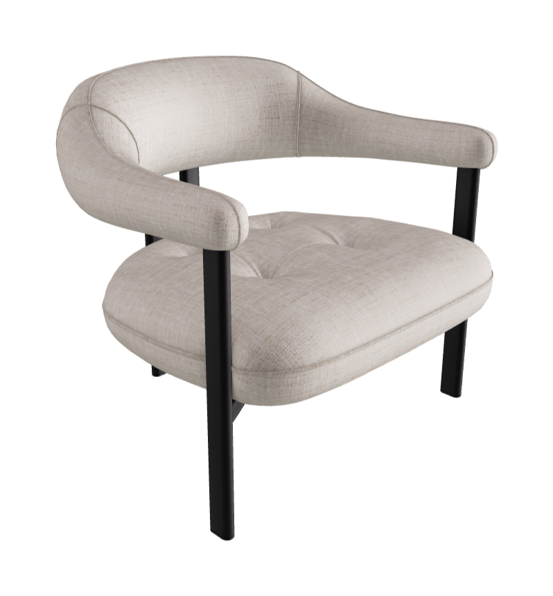 Greta Lounge Armchair_Black Embossed_Fabric_B610