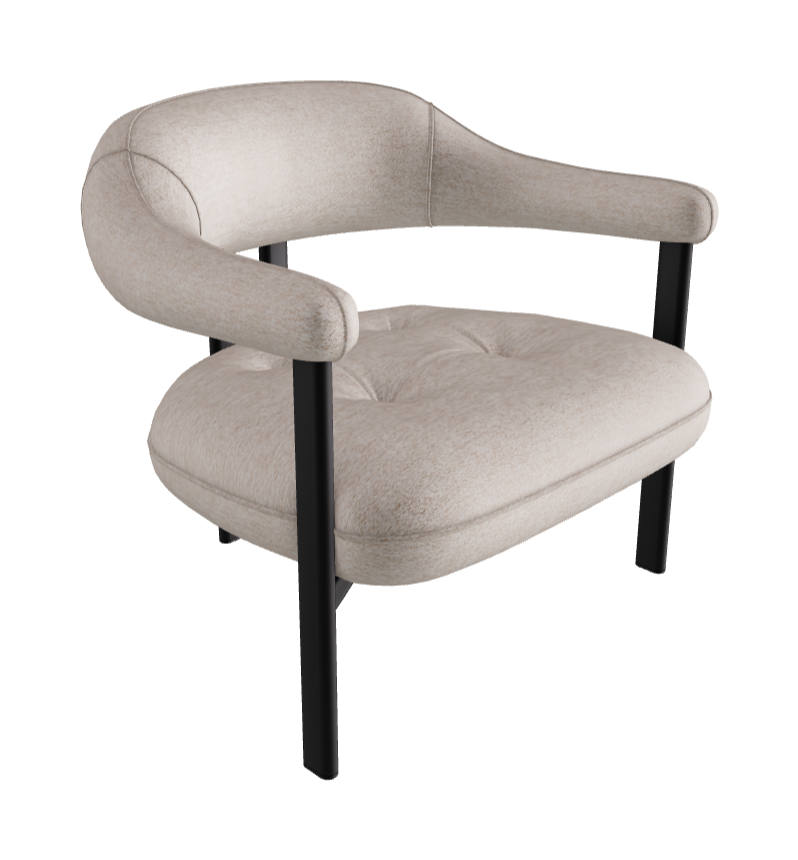Greta Lounge Armchair_Black Embossed_Fabric_B730