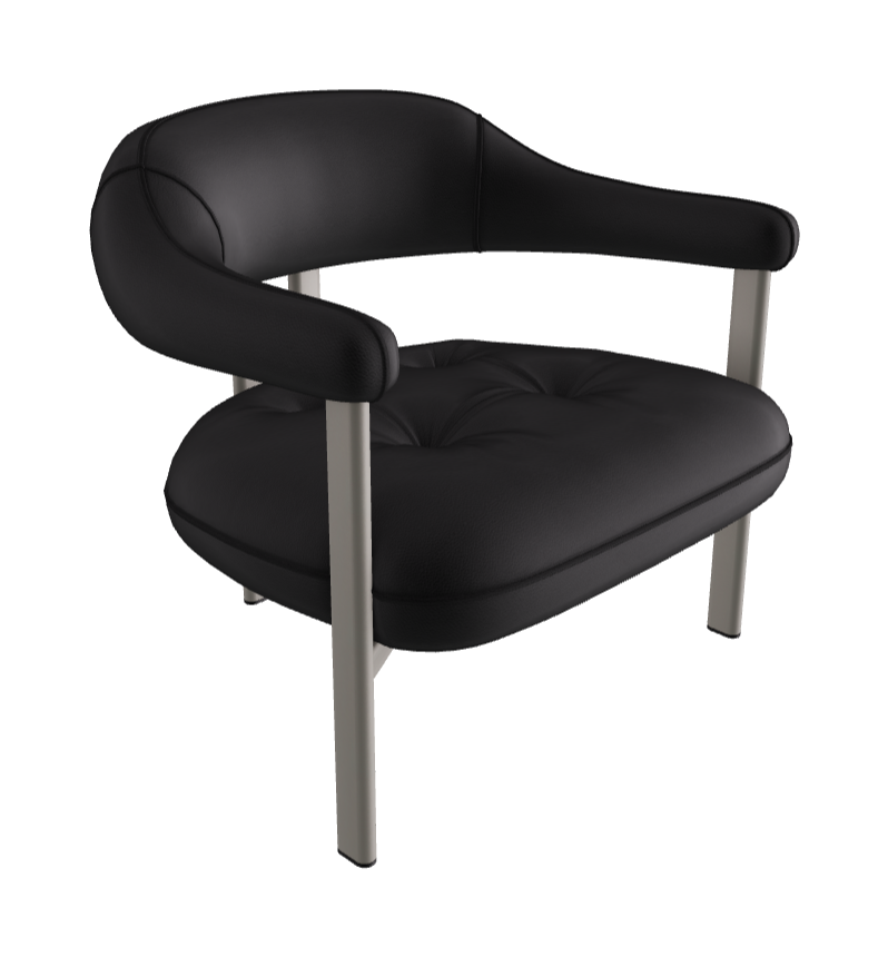 Greta Lounge Armchair_Titanium Embossed_Soft Leather_Nero