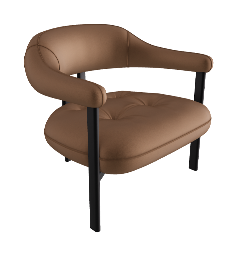 Greta Lounge Armchair_Black Embossed_Soft Leather_Biscotto