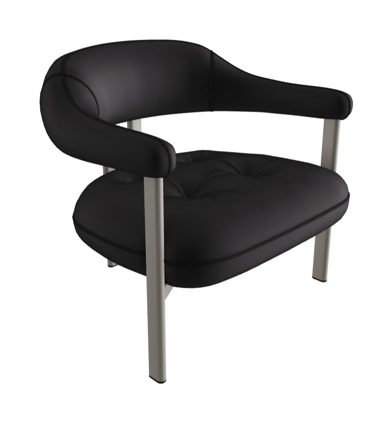 Greta Lounge Armchair_Titanium Embossed_Synthetic Leather_Nero