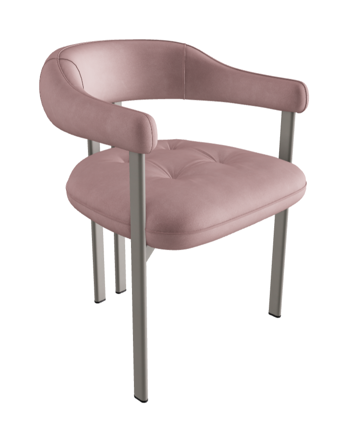 Greta Dining Armchair_Titanium Embossed_Micro Nubuk_Dusty Rose