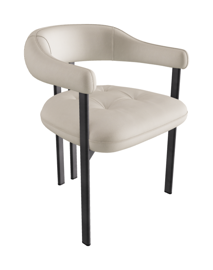 Greta Dining Armchair_Graphite Embossed_Micro Nubuk_White