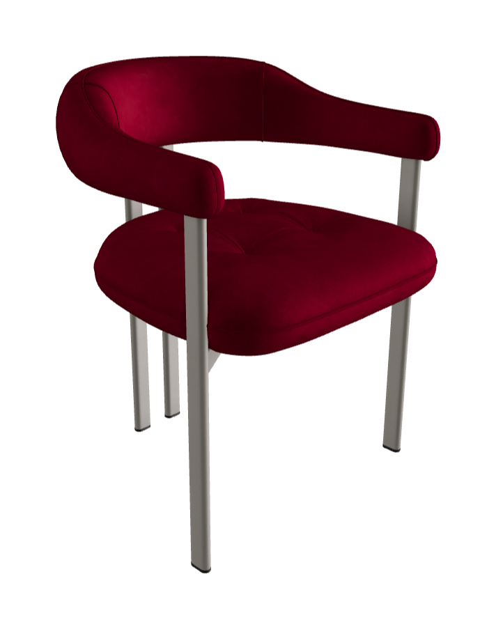 Greta Dining Armchair_Titanium Embossed_Micro Nubuk_Cardinal