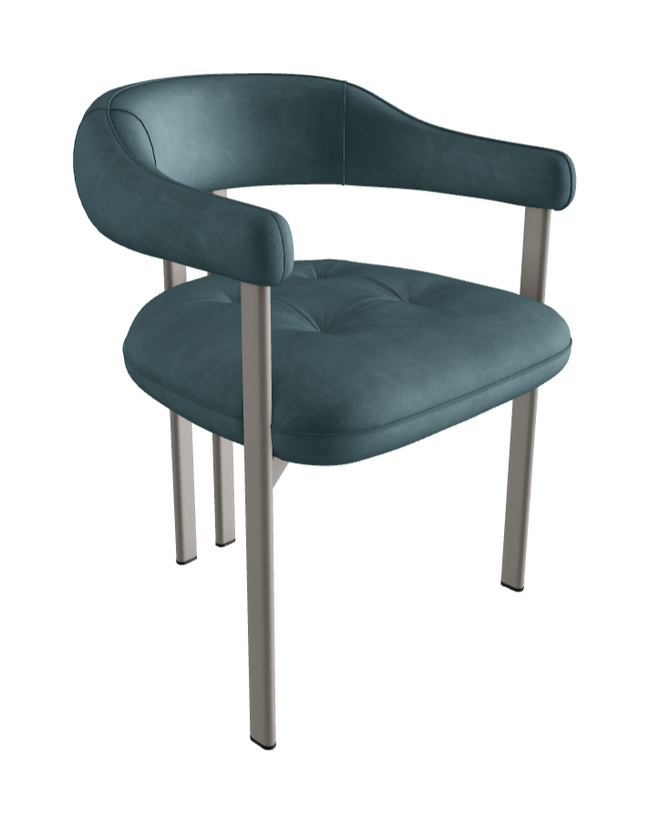 Greta Dining Armchair_Titanium Embossed_Micro Nubuk_Mint