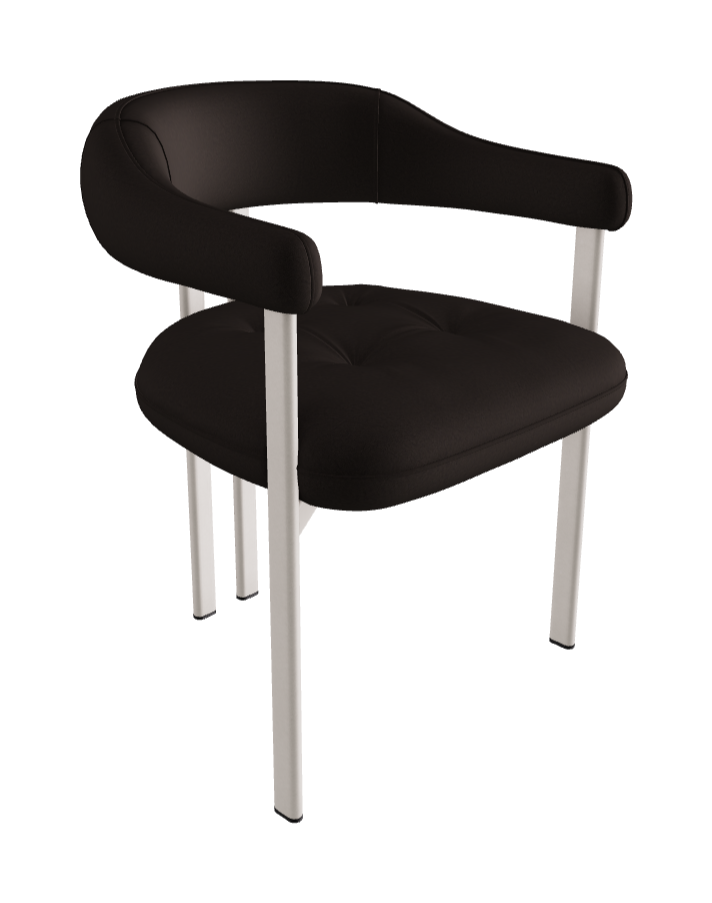 Greta Dining Armchair_Pearl Embossed_Glove Soft Leather_Carbon
