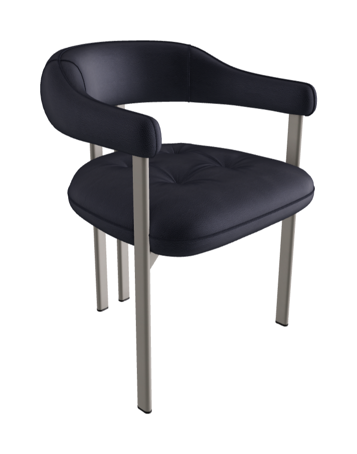 Greta Dining Armchair_Titanium Embossed_Soft Leather_Navy