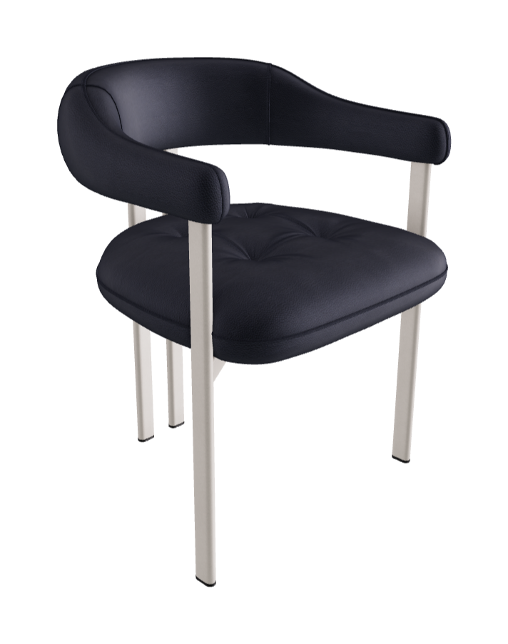 Greta Dining Armchair_Pearl Embossed_Soft Leather_Navy