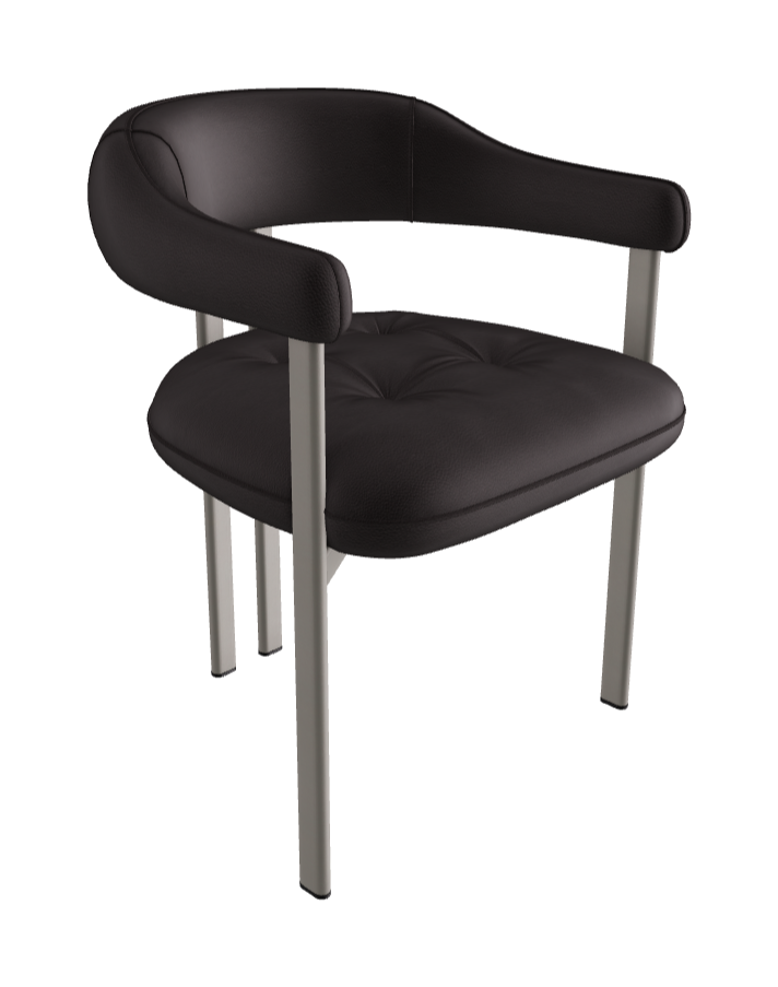 Greta Dining Armchair_Titanium Embossed_Soft Leather_Moka