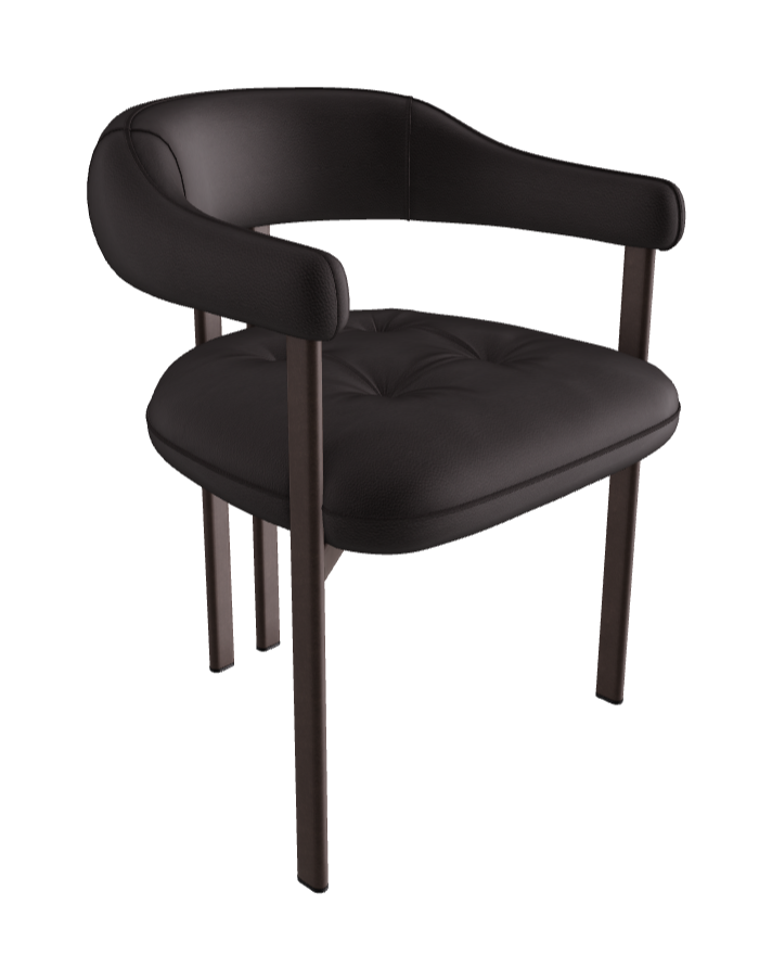 Greta Dining Armchair_Bronze Embossed_Soft Leather_Moka