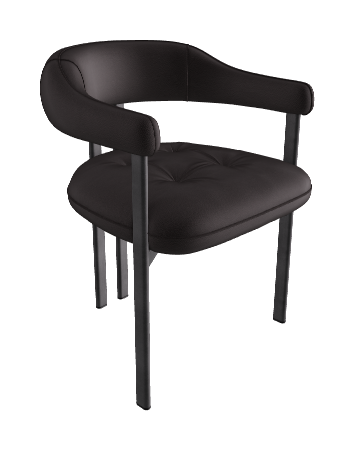 Greta Dining Armchair_Graphite Embossed_Soft Leather_Moka