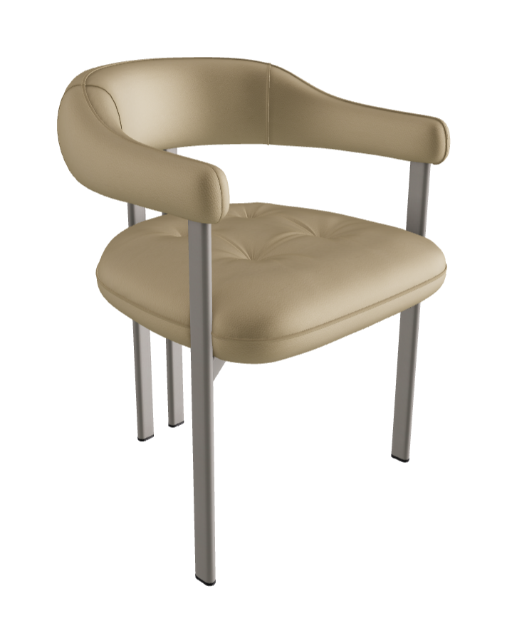 Greta Dining Armchair_Titanium Embossed_Soft Leather_Safari