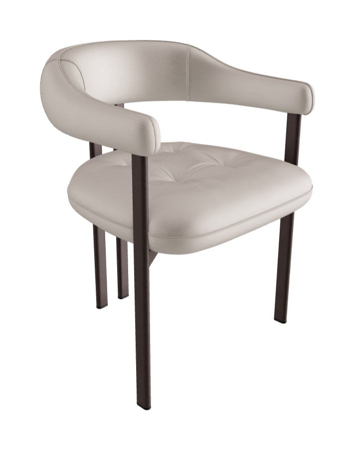 Greta Dining Armchair_Bronze Embossed_Soft Leather_Oyster