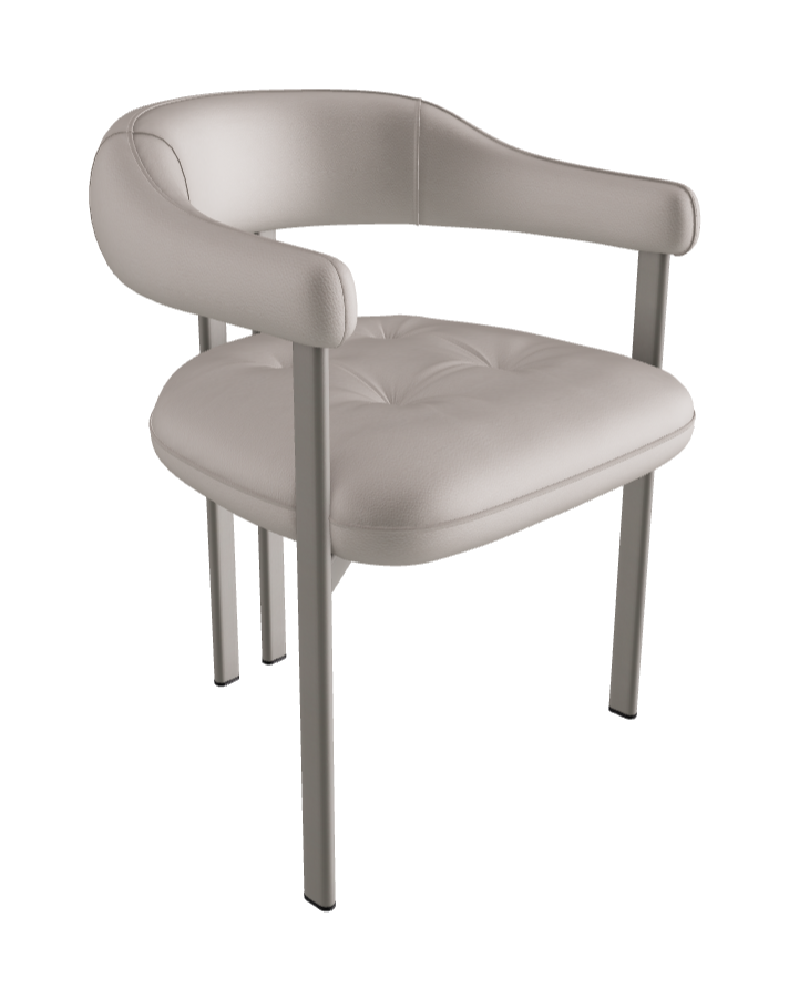 Greta Dining Armchair_Titanium Embossed_Soft Leather_Lino