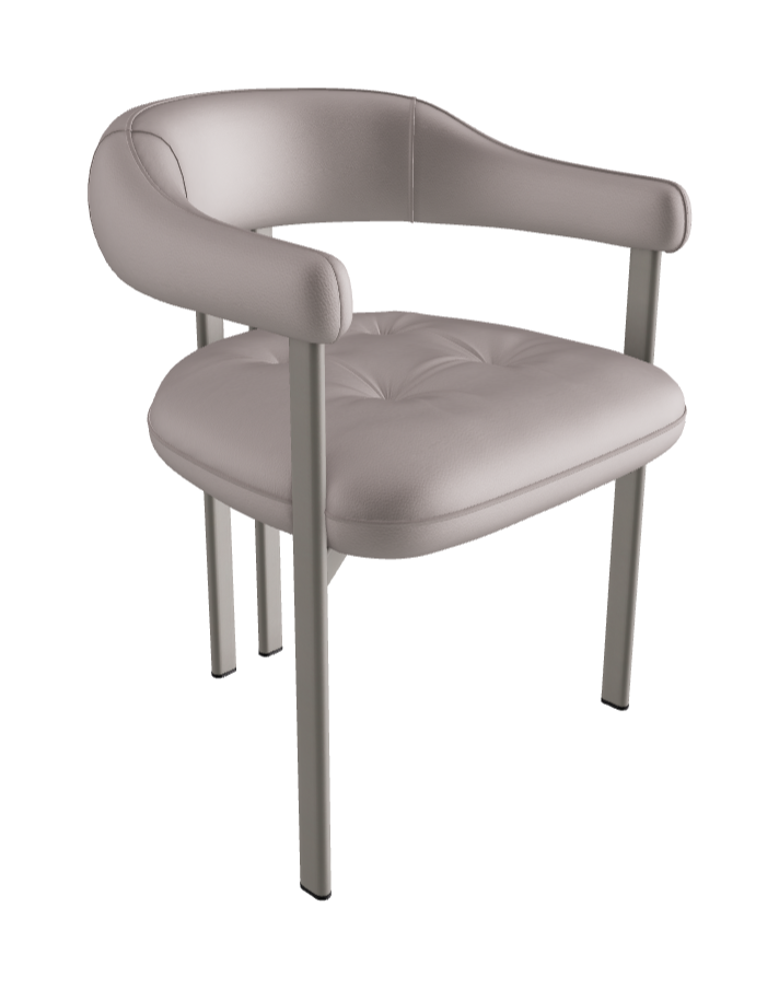 Greta Dining Armchair_Titanium Embossed_Soft Leather_Ice