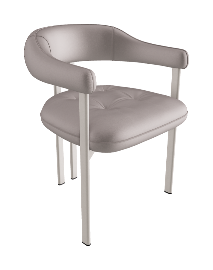 Greta Dining Armchair_Pearl Embossed_Soft Leather_Ice
