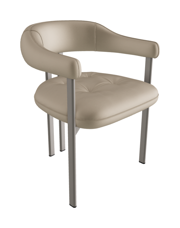 Greta Dining Armchair_Titanium Embossed_Soft Leather_Cashmere